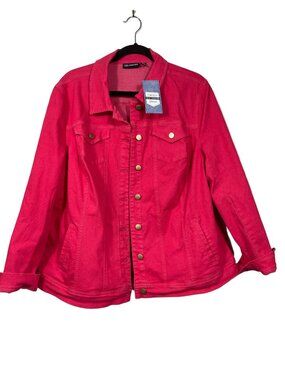 Nina Leonard Pink Stretch Denim Jacket Size 2X